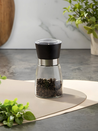 Мельница для специй стекло, пластик, 170 мл, черная, Daniks, YM6713DD