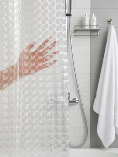 Штора для ванн 180х180 см, EVA, Dekotex, Sweet Sun Square, бежевая, 3D