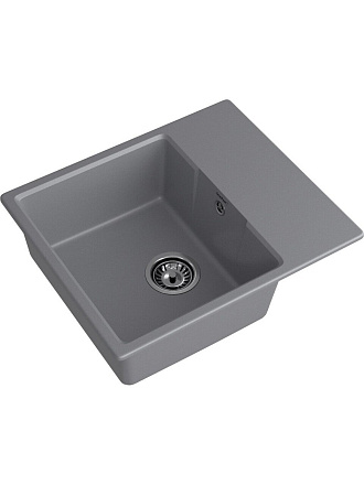 Мойка кухонная врезная, GranFest, Urban, кварцевый песок, 580х490 мм, 1 чаша+крыло, темно-серая, GF-UR-658L