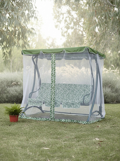 Качели садовые 3-местные, 198х115х176 см, 250 кг, Green Days, с москитной сеткой, зеленые, LG5400M-dp2, металл