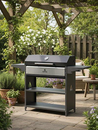 Мангал 1582х445х1110 мм, 3 мм, разборный, с крышкой, стационарный, гриль, складные полки, термоизоляция, Gratar, Professional, POB3000