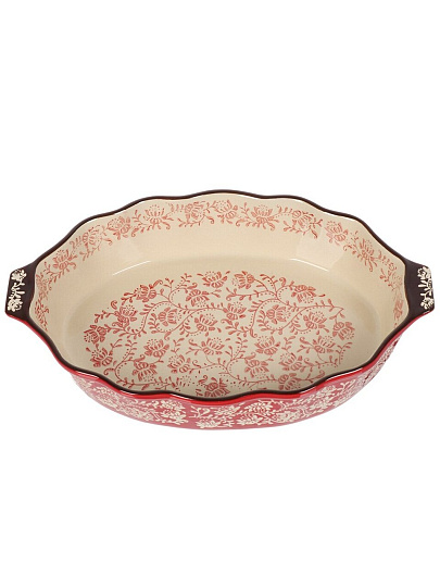 Форма для запекания керамика, 34.7х22.5х7 см, 2.2 л, фигурная, Ветви на красном, Y6-10302