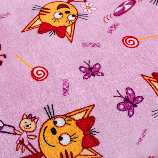 Плед детский 150х100 см, 100% полиэстер, Павлинка, Три кота Карамелька, розовый, P0010020121