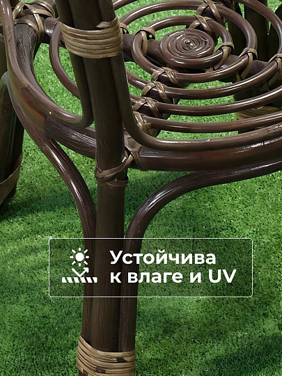 Мебель садовая Сиеста Люкс, стол, 50.2х50.2х55.3 см, 2 кресла, подушка коричневая, 100 кг