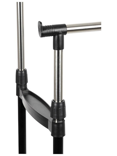 Вешалка напольная нержавеющая сталь, с колесами, полка для обуви, телескопическая, 15 кг, 312172, 2 перекладины, 81х42х96х170 см