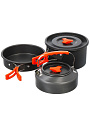 Набор посуды походный, алюминий, 3 предмета, кастрюля, сковорода, чайник, T2022-915