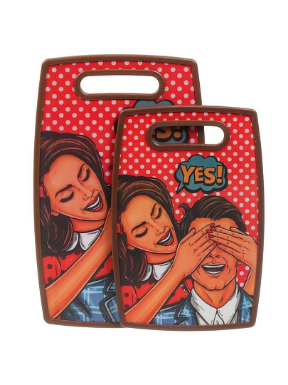 Доска разделочная пластик, 23х37, 30х20 см, 2 шт, в ассортименте, прямоугольная, Y4-8680