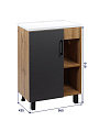 Тумба Doratiz, Лофт, 1 дверь, напольная, под умывальник Сомо 60, 800х470х830, графит/дуб ватан, 9912.016 - фото 2