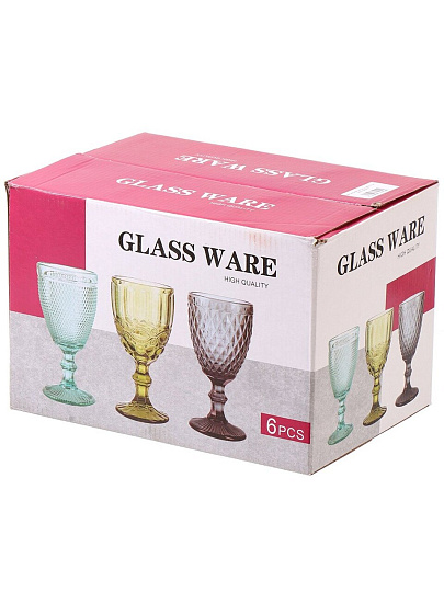 Бокал для вина, 300 мл, стекло, 6 шт, Мёд, Y4-5416