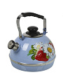 Чайник сталь, эмалированное покрытие, 3.5 л, со свистком, подвижная ручка, Рубин, Клубника с ромашкой, синий туман, TM04/35/08/05 - фото 2