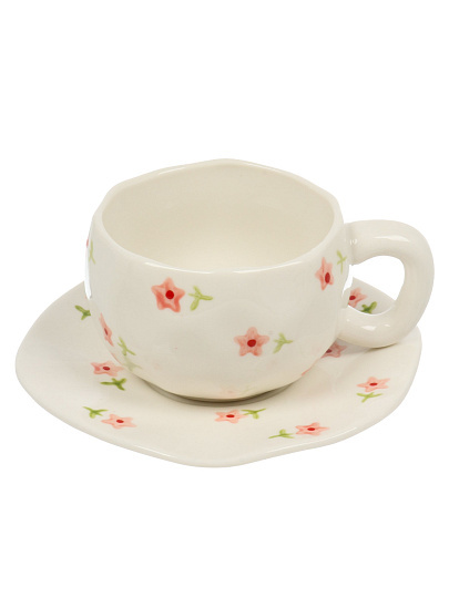 Чайная пара фарфор, 2 пр, 1 перс, 320 мл, Цветик, В060823