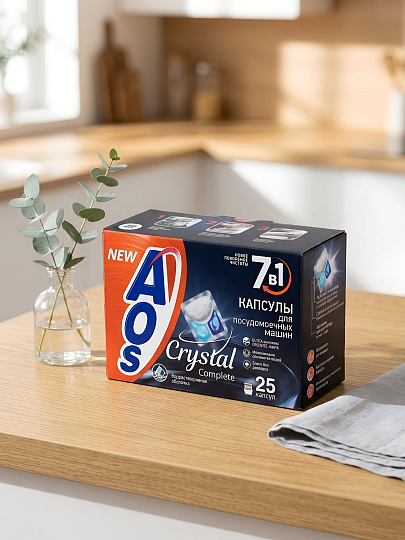 Капсулы для посудомоечной машины AOS, Crystal Complete, 25 шт