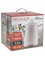 Чайник электрический Delta Lux, DL-1236, 1.5 л, диск, вращение корпуса, световой индикатор, 1500 Вт, скрытый нагревательный элемент, фарфор - фото 4