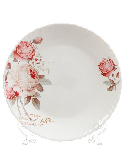 Тарелка обеденная, стеклокерамика, 24 см, круглая, Шарм, LHP95