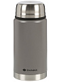 Термос для еды, нержавеющая сталь, 0.75 л, широкая горловина, Daniks, Эгида, колба нержавеющая сталь, с ложкой, с чехлом, серый, DTS-750