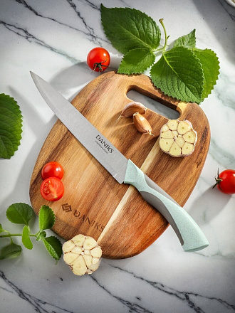 Нож кухонный Daniks, Gusto, разделочный, сталь, 20 см, рукоятка пластик, YW-A377B-SL