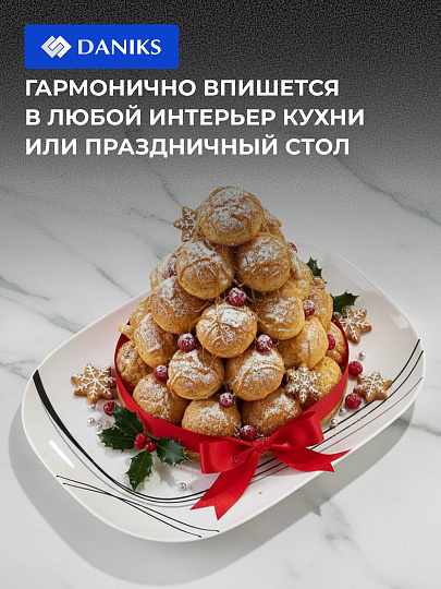 Блюдо стеклокерамика, овальное, 30 см, белое, Токио, Daniks