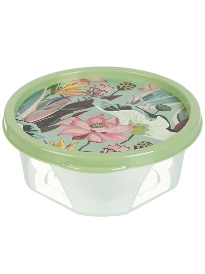 Набор контейнеров пищевых пластик, 0.4, 0.85, 1.4 л, 19х8 см, 3 шт, зеленый, круглый, Homver, Botanica, 222133318/08