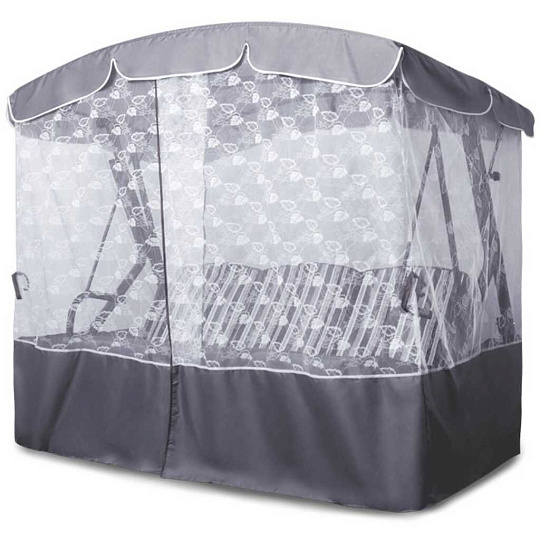 Качели садовые 3-местные, 212х128х187 см, 300 кг, Arno, Оазис Премиум, раскладываются в кровать, с москитной сеткой, серые, полосы, 2016-КД- 40/П, металл