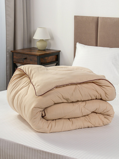 Одеяло 2-спальное, 172х205 см, Верблюжья шерсть, 400 г/м2, зимнее, чехол 100% полиэстер, кант, Майская ночь