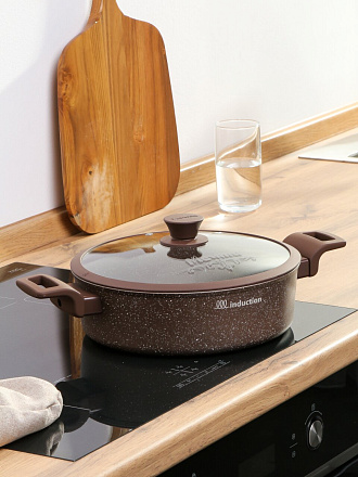 Жаровня алюминий, 26 см, 3.5 л, антипригарное покрытие, Мечта, Венеция, 335806ИВ, с крышкой, индукция