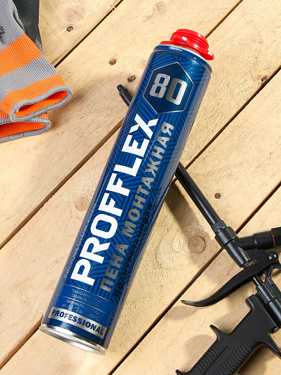 Пена монтажная Profflex, профессиональная, 80 л, 1 л, 1 кг, зимняя, 01901