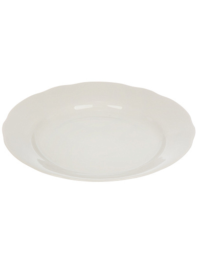 Тарелка обеденная, фарфор, 20 см, круглая, Вырезной край Белая, Дулевский фарфор, 01845