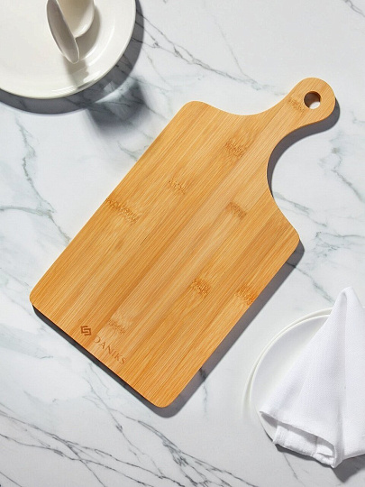 Доска разделочная бамбук, 40х20х1.2 см, с ручкой, Daniks, Бамбук, H-1781M