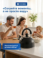 Чайник нержавеющая сталь, 2.5 л, со свистком, матовый, ручка металлическая, Daniks, индукция, черный, GS-04001 - фото 5