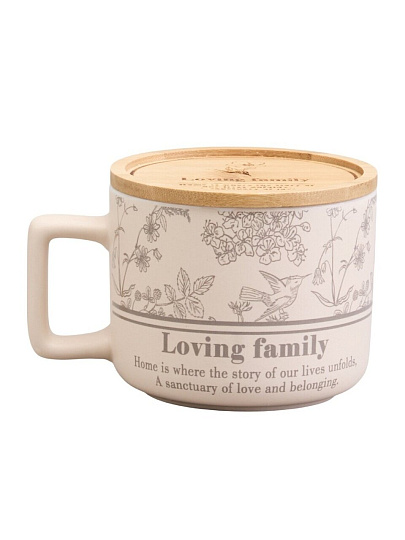 Кружка фарфор, 400 мл, Loving Family, с бамбуковой крышкой, Lefard, 756-476