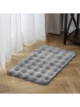 Коврик интерьерный 0.5х0.8 м, прямоугольный, голубой, искусственный мех, A090280