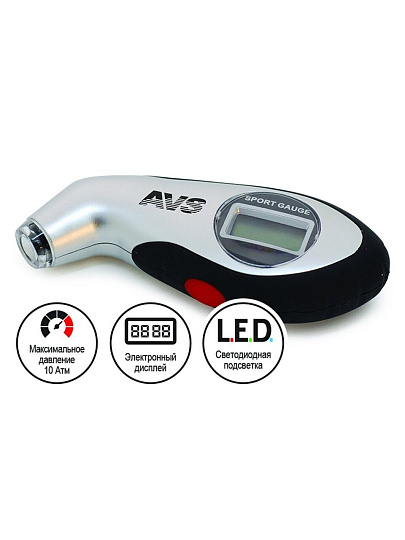 Манометр AVS, EL-800, 10 атм, пластик, цифровый дисплей, 80533