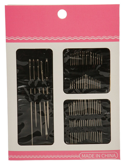 Иглы швейные на карте, 55шт, разные размеры, A180044