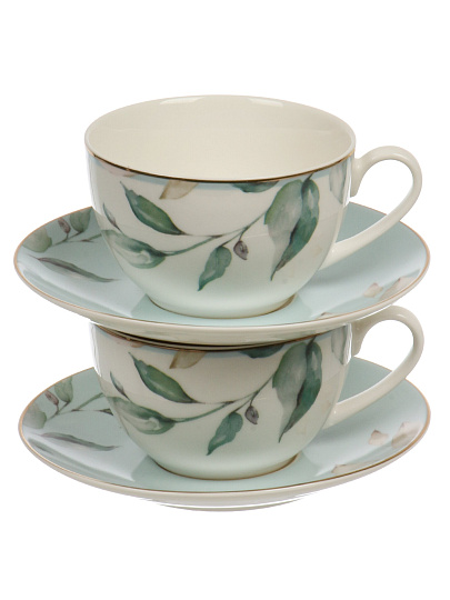Набор чайный фарфор, 4 предмета, на 2 персоны, 270 мл, Jewel, Оливи, ПС0055-03