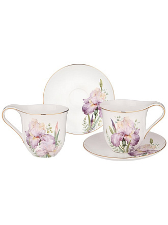 Набор чайный фарфор, 4 предмета, на 2 персоны, 275 мл, Lefard, Irises, 590-480, подарочная упаковка
