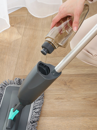 Швабра плоская с распылителем, микрофиб, 126х41.5х14 см, BClean, DS-1253