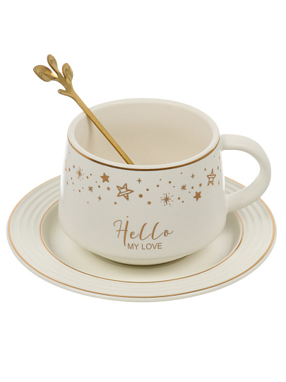 Чайная пара керамика, 3 предмета, на 1 персону, 270 мл, Звёзды, B010403, в ассортименте
