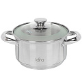 Кастрюля нержавеющая сталь, 2.7 л, крышка стекло, Lara, Чикаго, LR02-772, индукция
