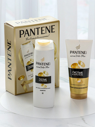 Набор подарочный для женщин, Pantene Pro-V, Густые и крепкие, шампунь 250 мл, бальзам 180 мл