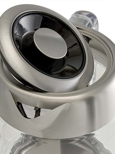 Чайник электрический Delta Lux, DE-1026, 1.7 л, 2200 Вт, скрытый нагревательный элемент, стекло, нержавеющая сталь