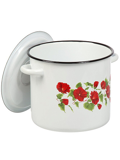 Кастрюля эмалированная сталь, 5.5 л, крышка сталь, пластиковая кнопка, цилиндрическая, Сибирские товары, С1617.39