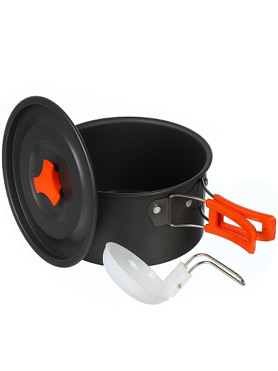 Набор посуды походный, алюминий, 10 предметов, кастрюля, сковорода, ложка, салфетка, миска, T2022-916