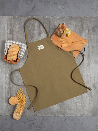 Фартук 60 х 70 см, 100% хлопок, саржа, 220 г/м2, без кармана, Этель, Kitchen, зеленый