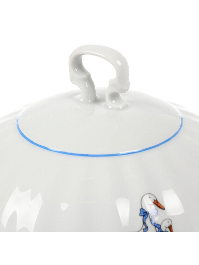 Масленка фарфор, 17.7х10 см, крышка фарфор, 0.5 л, Добрушский фарфоровый завод, Гуси, 9С1087/1Ф34