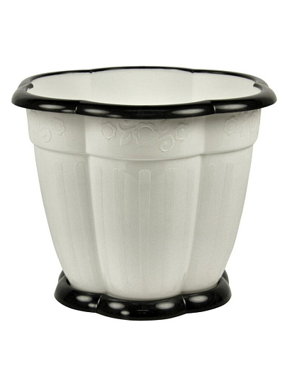 Горшок для цветов пластик, 3 л, 21х17.7 см, с подставкой, белый, Альтернатива, Восторг, М1235