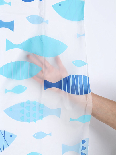 Штора для ванной 180х180 см, Peva, Элика-5, голубая, Y4-11174