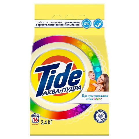 Стиральный порошок Tide, 2.4 кг, автомат, для цветного белья, Детский Колор