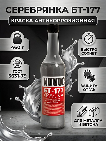Серебрянка ДомМастер, БТ-177, битумная, универсальное, глянцевая, 0.5 л