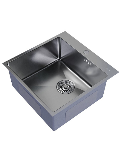 Мойка кухонная врезная, Mixline, Pro, нержавеющая сталь, 500х500х200 мм, 3 мм, выпуск 3 1/2, с сифоном, сатин