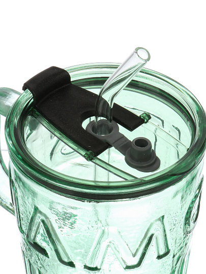 Стакан 450 мл, стекло, Эмеральд, с трубочкой, B060524